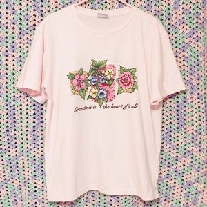 Pink Grandma Is The Heart Of It All Pansy T-Shirt